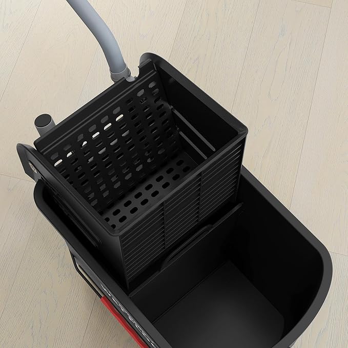 HOMCOM Compact Mop Bucket with Wringer on Wheels for Floor Cleaning, 21 Quart, Separate Dirty and Clean Water, for Home, Apartment, Black