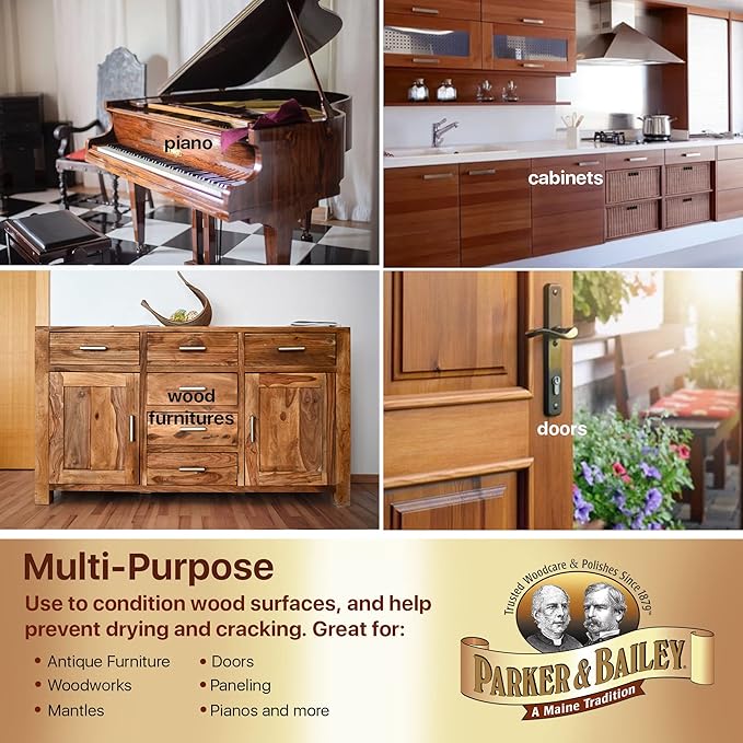 Parker & Bailey Furniture Cream - Multisurface Wood Cleaner and Polish Furniture Quick Shine Restorer Protector Kitchen Cabinets Surface Cleaner House Cleaning Supplies Home Improvement