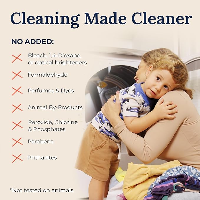 Miss Mouth's Messy Eater Laundry Detergent Sheets - Laundry Detergent, Hypoallergenic, Sensitive Skin Safe, Pediatrician and Dermatologist Tested, Fragrance Free, Travel Friendly, 60 loads