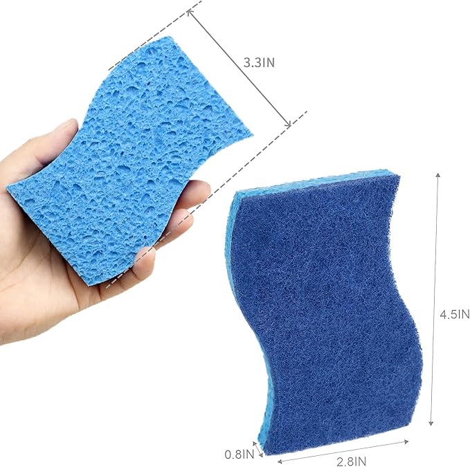 CELOX 6 Pack Non-Scratch Dish Sponge, Dual Sided Kitchen Sponges for Dishes, Long Lasting Dishwashing Household Cleaning Sponges for Kitchen, Easy to Dry and Reusable