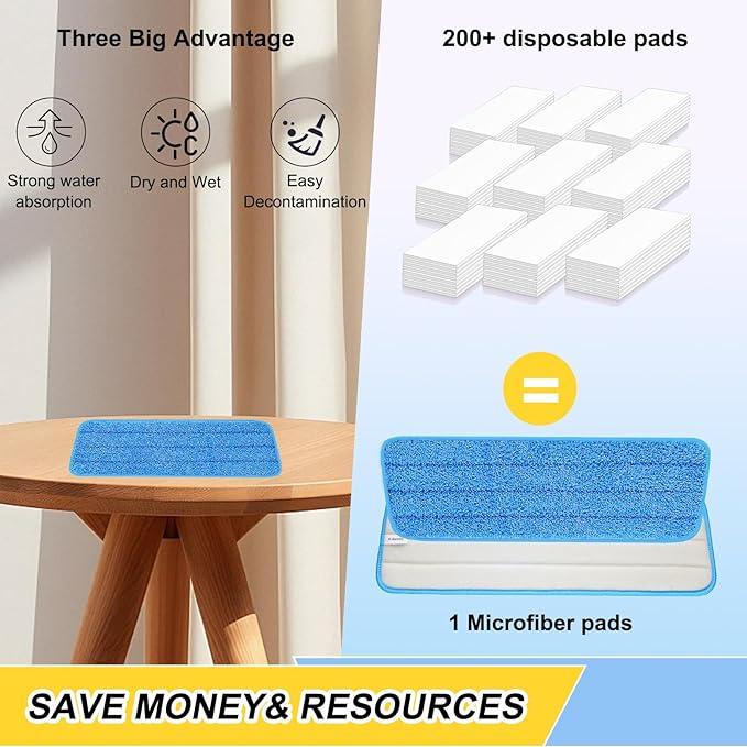 3 Pack 16.5 inch Reusable Mop Pads Microfiber Spray Mop Replacement Heads for Wet/Dry Mops Compatible with Bona Floor Care System (Blue)
