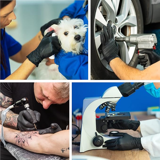 Raxwell Black Nitrile Gloves | Black Gloves Disposable Latex Free 4.5mil Powder Free, Food Safe Gloves, Cooking Gloves