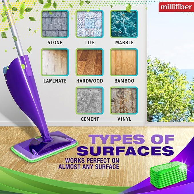 Reusable Mop Pads Compatible with Swiffer WetJet (2 Pack) - Microfiber Mop Refill for Wet Mopping Cloths - Hardwood Floor Cleaning Spray Pads Reusable Replacements - Green