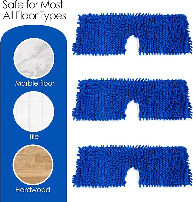 Houseables Dust Mop Replacement Head, Floor Mop Pads, Reusable Microfiber Flip Pads, Refill, Dust Head Replacement, Covers Washable, Refills, Flat, Dry, Wet, Rectangular, Double Sided, 18 Inch, 3 PK