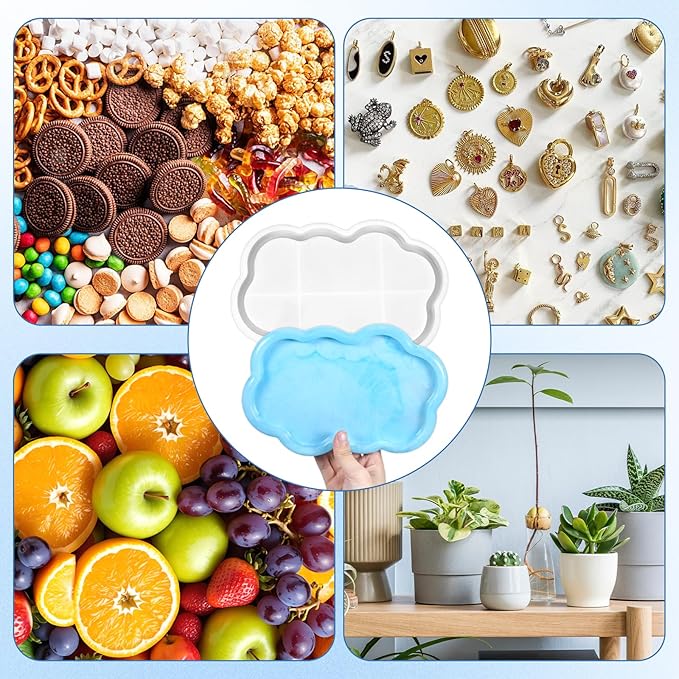 Cloud Shape Tray Silicone Mold, Silicone Molds for Epoxy Resin, for DIY Handmade Decorative Crafts, Jewelry Bases, Plates, Candle Holders, Containers