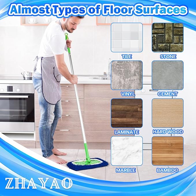 Coral Fleece Mop Pads, Reusable Wet/Dry Compatible with Swiffer, 3 Pack Washable for Hardwood/Surface Floor Cleaning