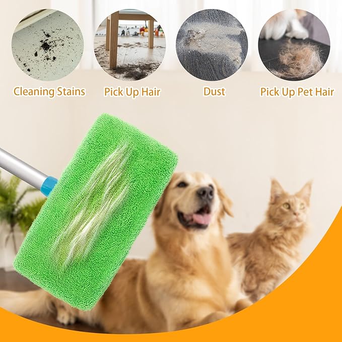 Reusable Dry Sweeping Cloths Microfiber Wet Mop Pads Compatible with Swiffer Sweeper Mop Replacement Sweeping Mopping pad Refills for Hardwood Surface Floor Cleaning (10PCS)