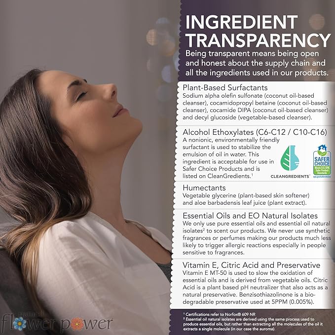 Natural Flower Power Liquid Dish Soap – Variety Pack – Citrus & Spice, Lemongrass, & Lavender – Plant-Based & Scented w/ Pure Essential Oils – Sulfate-Free Kitchen Soap – Vegan (16 Fl Oz 3 Pack)