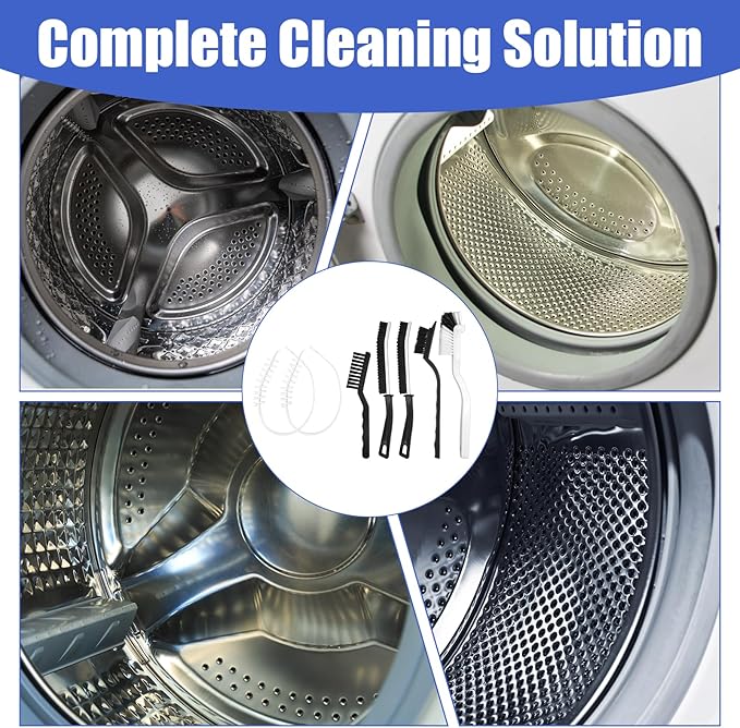 7 Pcs Washing Machine Cleaning Brush Set, Front Load Washer Scrub Cleaner Tools Accessories 2 Drum Laundry Cleaner Brushes and 5 Crevice Brushes, Small Thin Tools for Tight Spaces Rubber Seal