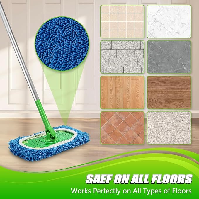 Reusable Microfiber Mop Pads Washable Wet Pads Compatible with Swiffer Sweeper Refills Pads for Wet & Dry Sweeping Cloths Mop Head Replacement for Household Cleaning