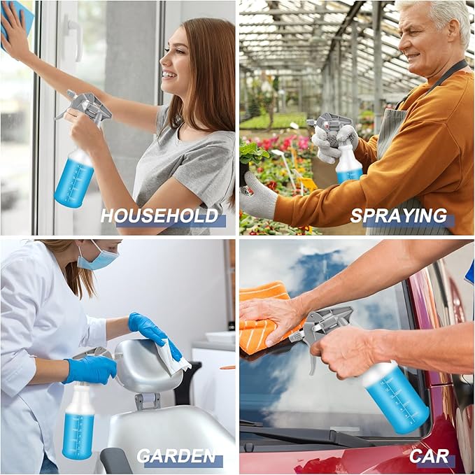 10 Pack Spray Bottles 16 oz Empty Water Spray Bottles for Cleaning Heavy Duty Refillable Squirt container with Measurements Adjustable Nozzle for Household(Gray)