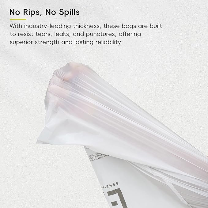EKO 12.5 Gallon / 40-60 Liter, 110 Count Drawstring Trash Bags, Extra-Strong Garbage Bags, Unscented, Leak-Resistant, Easy-Dispense Roll for Kitchen & Household Use, Code Z, White