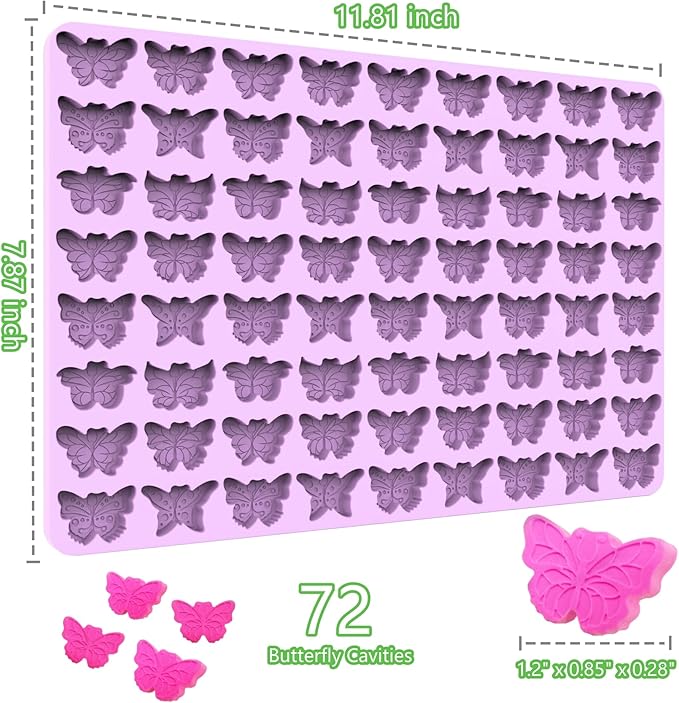 Mini Butterfly Silicone Molds for Chocolate Gummy Candy, Butterfly Mint Molds Ice Cube Molds with Scraper (butterfly)
