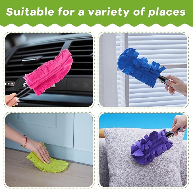 Zubebe 50 Pcs Duster Refill Reusable Fleece Duster Refills Feather Flat Dusters Multi Surface Washable Cleaning Pads Tools for Home, Blinds, Car, Pet, Furniture, Fans (Dark Color)