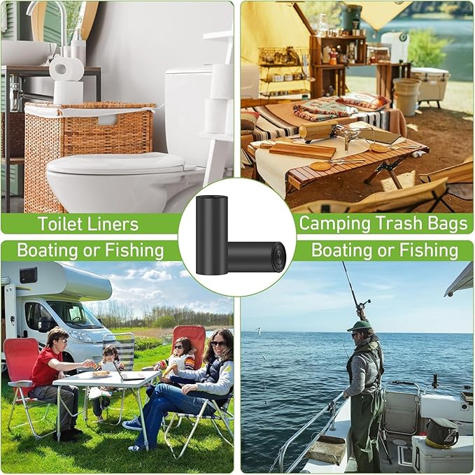 100 PCS Portable Toilet Bags for Camping, Biodegradable Porta Potty Bags - 8 Gallon Thickened Waste Bags Fit for 5 Gallon Bucket, Camping Poop Bag, Trash Bags for Home Boating Travel Outdoor