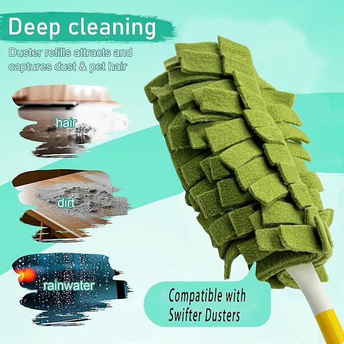 8 Pack 6 Layer Fleece Duster Refills for Swiffer Hand Duster, Zero Waste, 360-degree Cleaning,Reusable and Washable Replacement Dusters for Cleaning Ceiling Fan Hardwoods and Furniture(Dark Color)