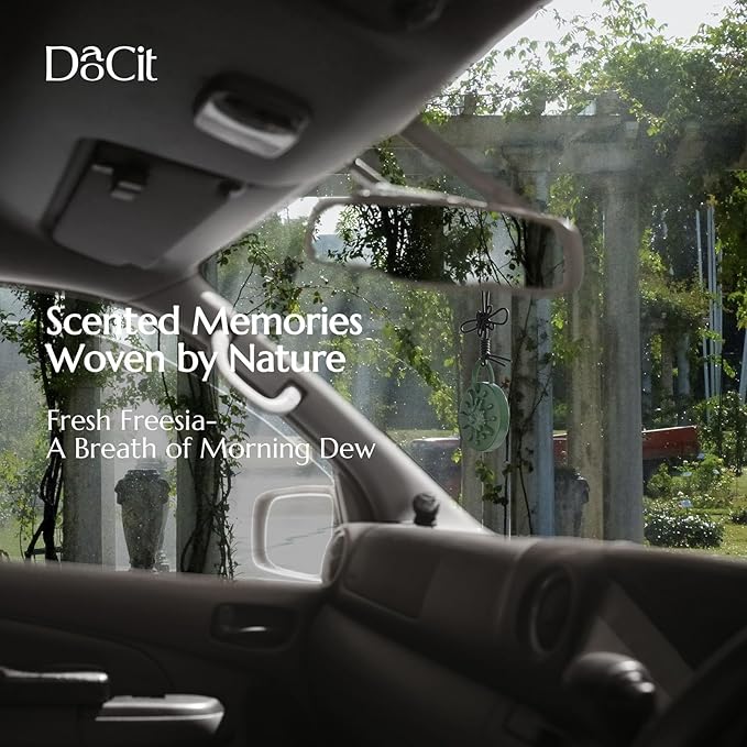 Car Air Freshener Hanging Essential Oil Diffuser with Bead Release Design, 40+ Days Long Lasting Scent for Men & Women, 7 Original + 14 Refills for Car/Home/Office, Freesia