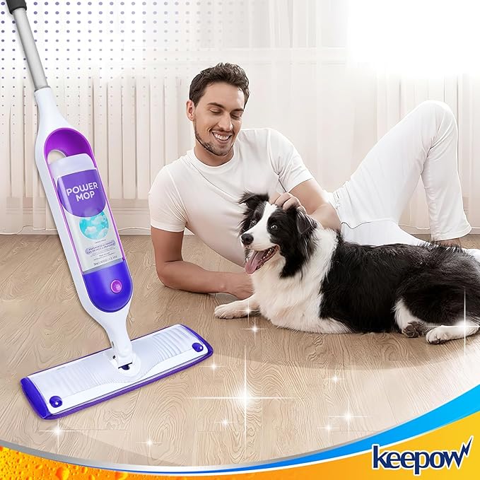 KEEPOW Reusable Power Mop Refill Pads for Swiffer Power Mop, Powermop Mopping Pad Refills for Wood Floor Cleaning, Machine Washable Microfiber Mop Pads for Wet and Dry Use, 2 Pack