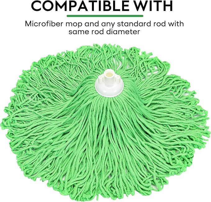 Matthew Microfiber Mop Replacement Pack with Stainless Steel Spin Mop Handle - 54" Green (2 Mops w/1 Handle)