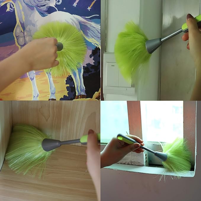 WOVTE 3 Pack Fluffy Microfiber Delicate Kitchen Duster Laptop Keyboard Brush Computer Screen Cleaner Tool Mini Dusting Wand (Blue, Green, Pink)