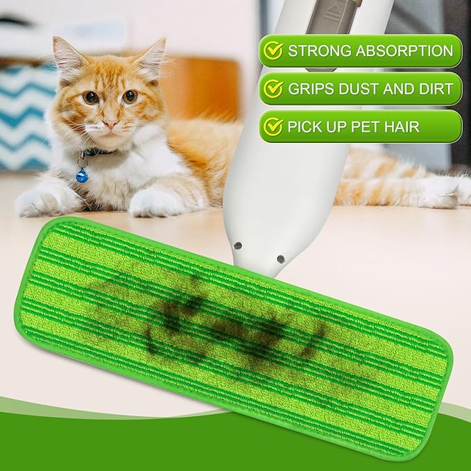 Upgraded Reusable Mop Pads Compatible with Swiffer PowerMop, Mop Refill Pads Replacement for Swiffer Power Mop Spray Mopping Pads for Multi-Surface Floor Cleaning, Quality Cationic Material & Washable