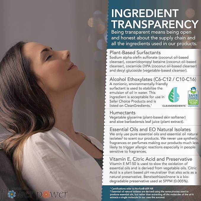 Natural Flower Power Liquid Dish Soap – Lemongrass – Plant-Based & Scented w/ Pure Essential Oils – Natural Liquid Dishwashing Detergent – Sulfate-Free Gentle Kitchen Soap – Vegan (16 Fl Oz 3 Pack)