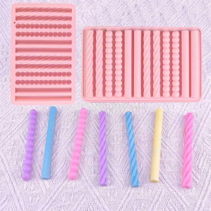 2Pcs oat bar mold - 12 long biscuit molds- Chocolate silicone mold for baking candies/energy bars, cheesecake, dried fruit cereal cookies (2, Pink)