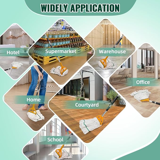 20oz mop Head Replacement, 3 Pack Heavy Duty Industrial Cotton Looped End String Cleaning Mop Head Refills,Used for Home,Garage,Office and Kitchen,White mop Head Replacement