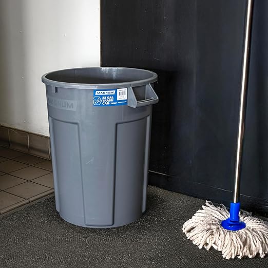 Magnum 32 Gallon Trash Can, Construction Grade, Heavy Duty Plastic, Jobsite Ready for Handling and Holding Garbage CMTC-C000-32G02 (2 Pack)