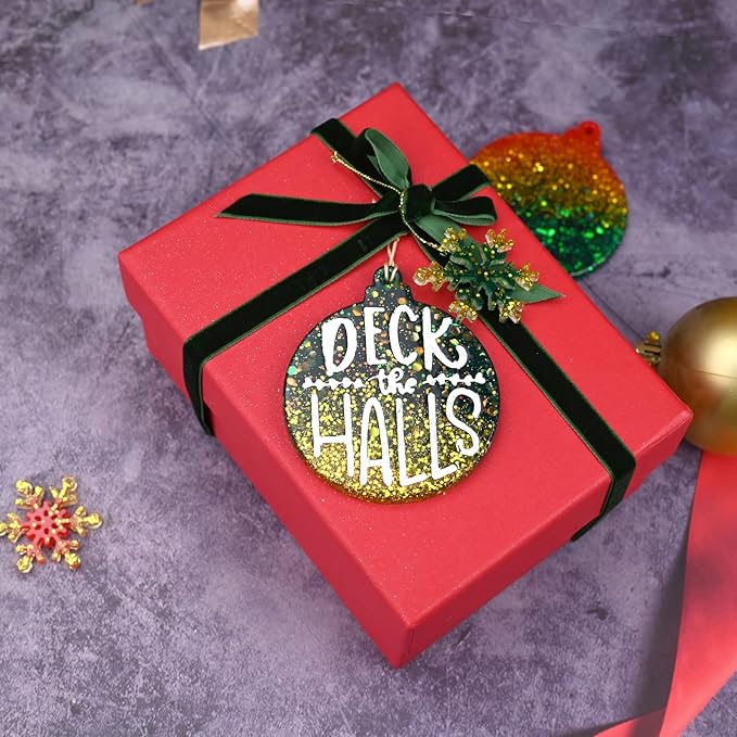 Sakolla Christmas Resin Molds 2 Pack Christmas Silicone Molds Ornaments Resin Molds Round Shape Lettered Pendant for Epoxy Resin Casting DIY Jewelry Keychain Snowflakes Crafts