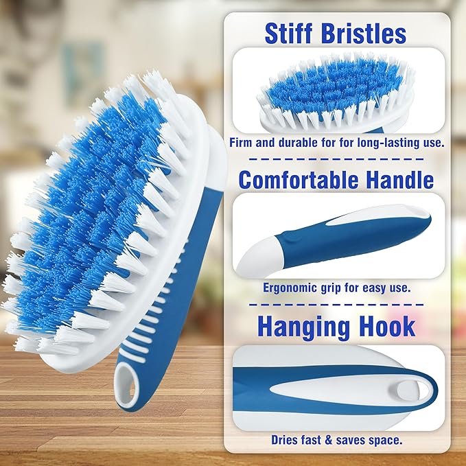 PHYEX Scrub Brush, 2 Pack Household Cleaning Brushes with Stiff Bristles, Scrubbing Brush for Carpet, Shower, Bathtub, Kitchen, Pool Tile, Bathroom Scrubber