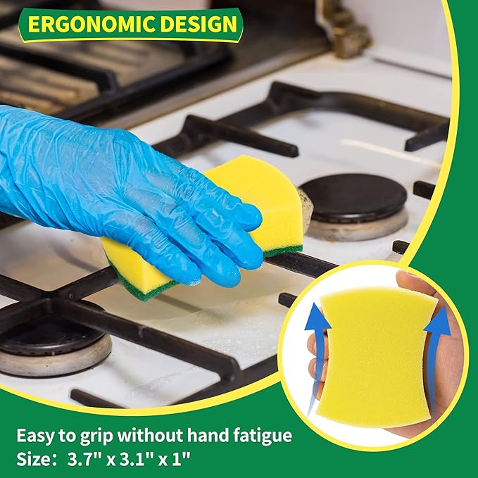HOMERHYME Heavy Duty Scrub Sponges 24 Pack, Double-Side Design, Long-Lasting Kitchen Sponges, High Density Dish Sponge.