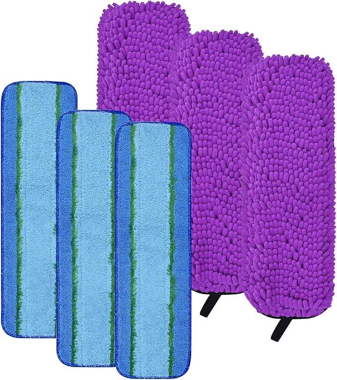 6 Pack Pet System Microfiber Sweeping Pad for Bona Mops, Microfiber Cleaning Pad for Hardwood Floors Dry Wet Cleaning - Attracts and Picks Up Pet Hair - Includes 3 Sweeping Pads and 3 Deep Clean Pad