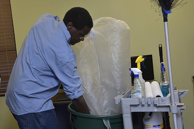 Aluf Plastics High Density Trash Bags, 45 Gallon, 150 Count, 22 Micron (eq), 40" x 48", Clear, for Bathroom, Office, Industrial, Commercial, Janitorial, Municipal, Recycling