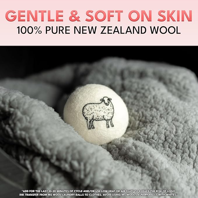 Lavender Scented Wool Dryer Balls – 4 XL Pack – Natural Fabric Softener, Reusable, Reduces Static, Reduces Wrinkles & Shortens Drying Time, Made W/Essential Oil, 100% Pure Wool