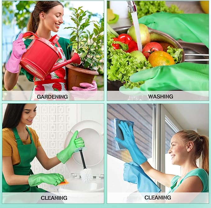 12 Pairs Dishwashing Rubber Gloves Rubber Kitchen Reusable Cleaning Waterproof Household Gloves for Cleaning Washing Working Painting