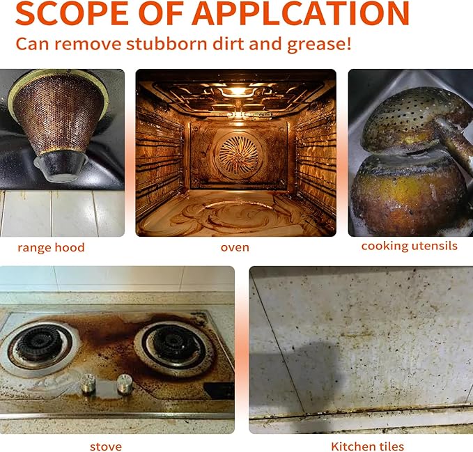 All-Purpose Oil Stain Cleaner, Degreaser Kitchen Foam Cleaner Spray, Degreaser Cleaner Heavy Duty, Kitchen Cleaning Supplies, Household Essentials (2 PCS)