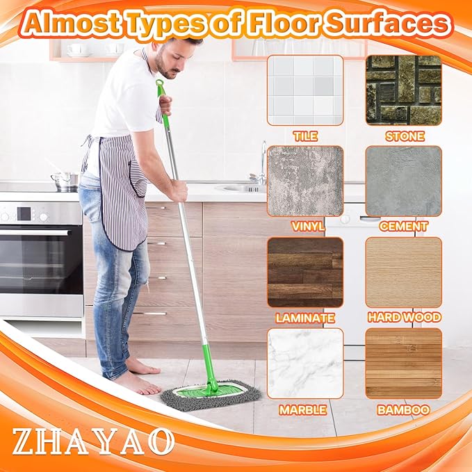 Reusable 100% Coral Fleece Mop Pads Compatible with Swiffer Sweeper Mop, Wet and Dry Flat mop Cover, 3 Pack Washable Mop Pads for Surface/Hardwood Floor Cleaning (Mop is Not Included)