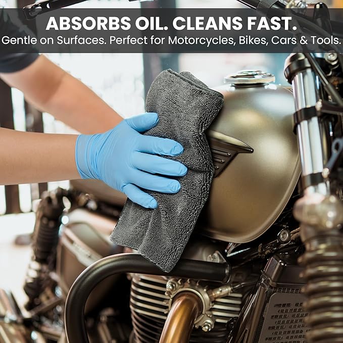 Microfiber Cleaning Cloth, 12 Pack Grey Cleaning Rags for Housekeeping, Reusable Microfiber Towels for Car, Kitchen, Bathroom and Household Cleaning Supplies, 11.8"X11.8"