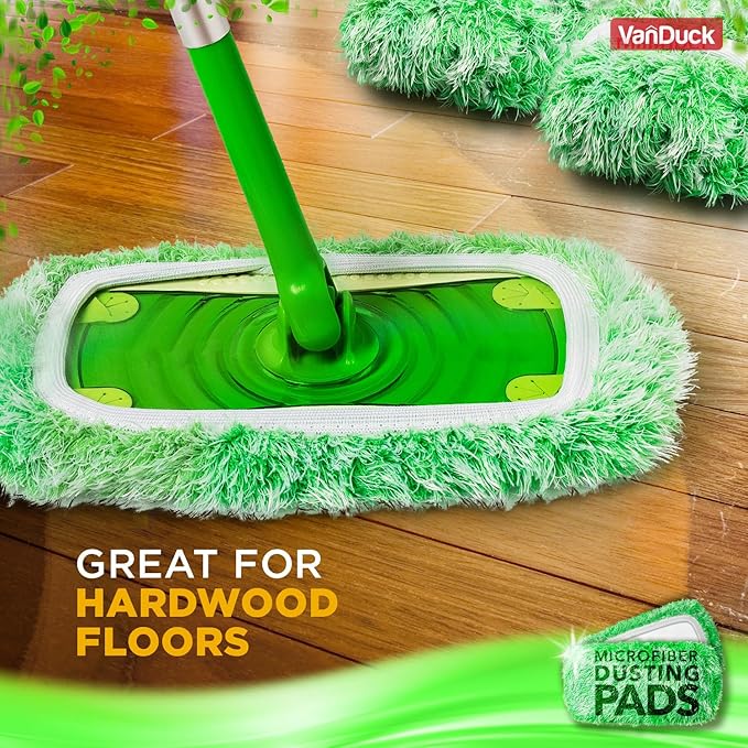 VanDuck Floor Duster Refill Compatible with Swiffer Sweeper Mop (2 Pack) - Microfiber Pet Heavy Duty Dry Cloth Refills - Reusable Mop Pad
