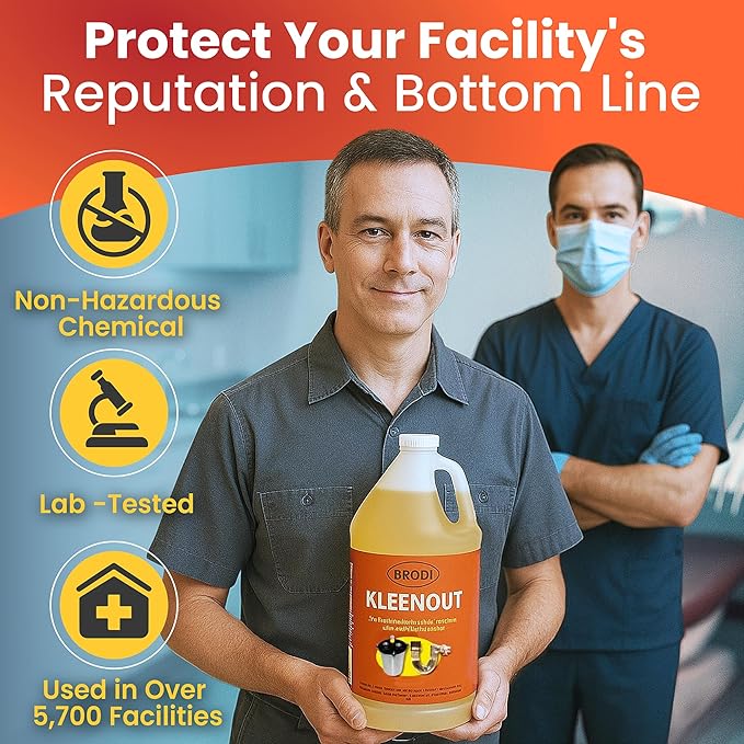 Kleenout Deodorizer & Degreaser for Plaster Traps, Dental & Lab Drains, Citrus Based, Non-Caustic, Amalgam Separator Compatible, Safe on All Pipes, 1 Gallon