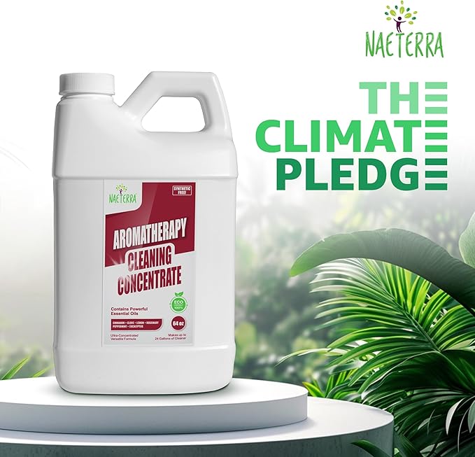 Naeterra Aromatherapy Cleaning Concentrate 64 oz Natural Multi-Surface Cleaner, Plant-Based and Biodegradable, Makes 24 Gallons, Cleaning Essential Oil Formula, Safe for Families and Pets