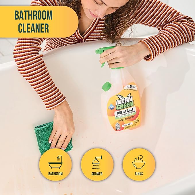 Mean Green Refillable Ultra Powered CONCENTRATE Bathroom Cleaner, Tropical Breeze, 14.3 Ounce 2-Pack