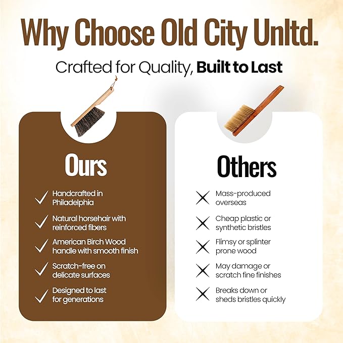 Dustpan Bench Woodworking Brush-USA 13 inch Horsehair Brushes are Used for Counter, Furniture, Drafting, Patio, Fireplace Cleaning, Shop Brush, Leather Tie, Woodworking Tool & Accessories