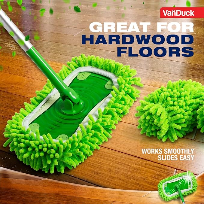 VanDuck Dust Mop Refill Compatible with Swiffer Sweeper (2 Pack) - Microfiber Pet Heavy Duty Dry Cloth Refills - Reusable Mop Pad (Handle is Not Included)