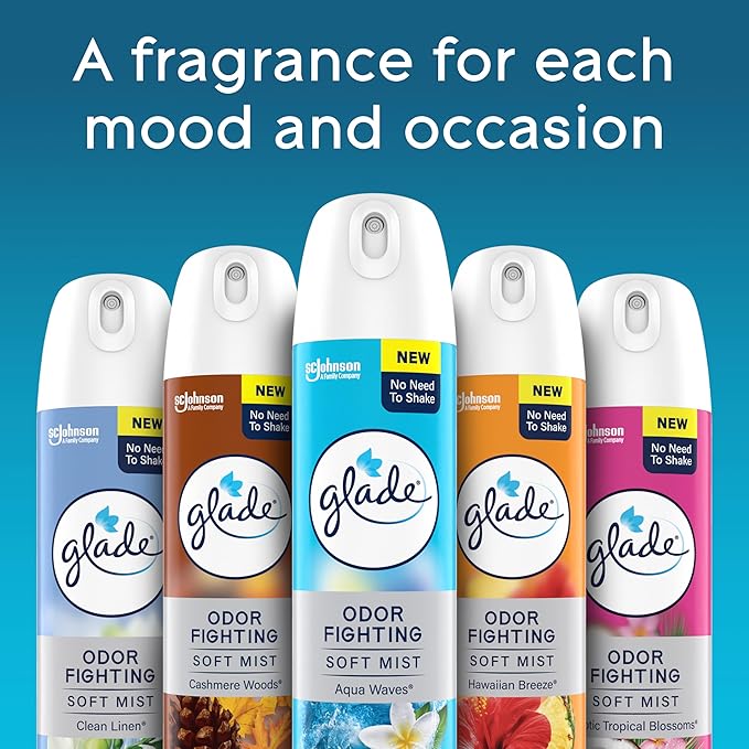 Glade Air Freshener Room Spray, Clean Linen Scent, Odor Fighting to Deliver Long Lasting Freshness, 8 Oz, 6 Count