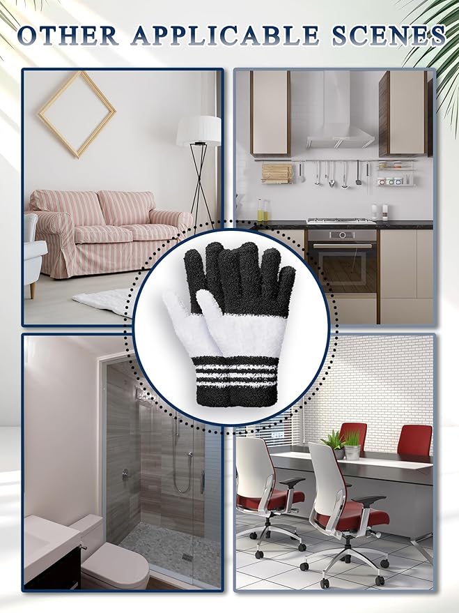 Patelai 3 Pairs Microfiber Plant Dusting Gloves Leaf Cleaning Gloves for Indoor Plants, Blinds, Furniture, House(Medium,Black, Dark Blue, Gray)