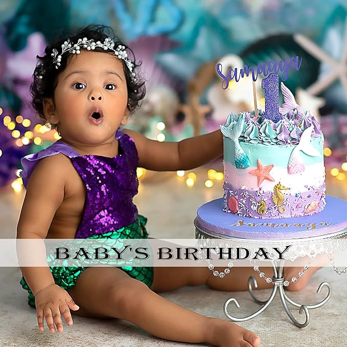 SAKOLLA Mermaid Theme Silicone Fondant Mold - Mermaid Tail Seashell Starfish Hippocampus Conch Silicone Mold for Under The Sea Cake Decoration, Gum Paste, Polymer Clay, Cupcake Decor, Sugar Craft