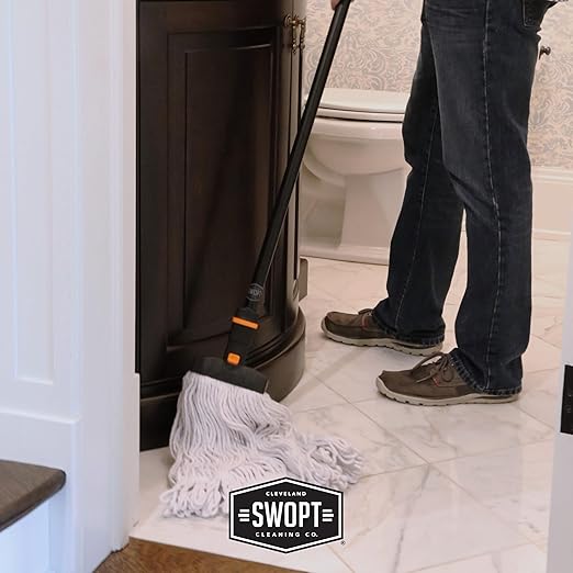 SWOPT Cotton Mop Head — Cleaning Head Interchangeable with All SWOPT Cleaning Products for More Efficient Cleaning and Storage — Great to Use on Wood, Laminate or Tile Floors, Machine Washable