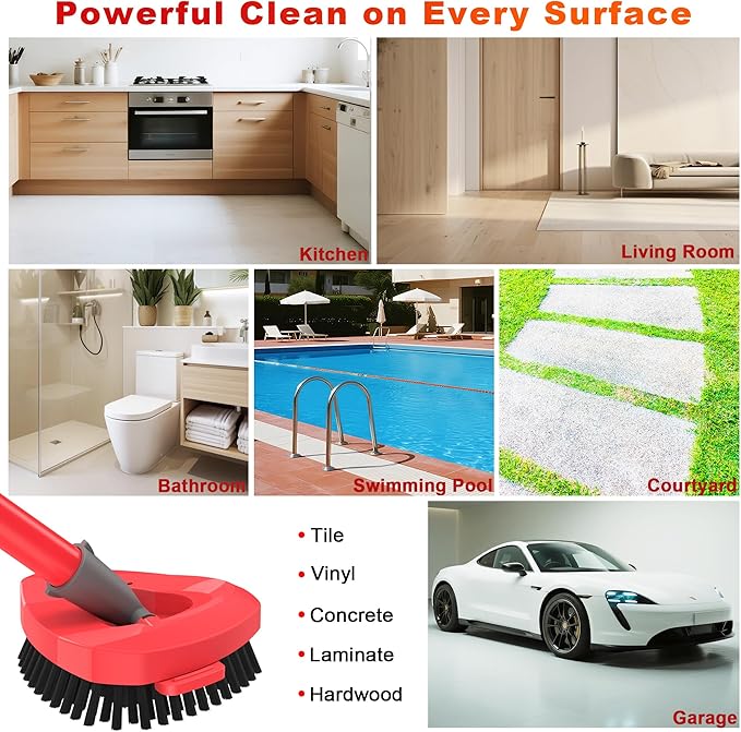 Upgraded Scrubber Mop Head for Ocedar Mop RinseClean 2 Tank System, Outward-Angled Full Bristles Scrub Brush Head Better Reach Corners & Edges, Kitchen Bathroom Floor Cleaning Brush - 2 Pack